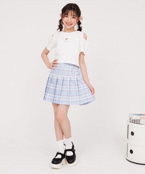 PINKHUNT（ピンクハント）の「PINKHUNT ピンクハント ハート開きショート丈 Tシャツ 0566K（Tシャツ/カットソー・キッズ・ホワイト/ブラック/スカイブルー系1・120cm/130cm/140cm/150cm/160cm）」の22枚目の写真