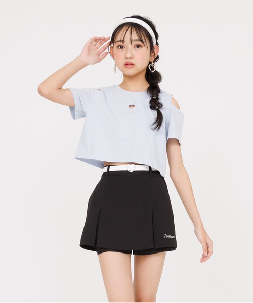 PINKHUNT（ピンクハント）の「PINKHUNT ピンクハント ハート開きショート丈 Tシャツ 0566K（Tシャツ/カットソー・キッズ・ホワイト/ブラック/スカイブルー系1・120cm/130cm/140cm/150cm/160cm）」の11枚目の写真