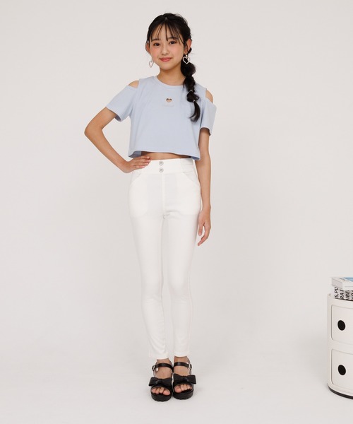 PINKHUNT（ピンクハント）の「PINKHUNT ピンクハント ハート開きショート丈 Tシャツ 0566K（Tシャツ/カットソー・キッズ・ホワイト/ブラック/スカイブルー系1・120cm/130cm/140cm/150cm/160cm）」の17枚目の写真