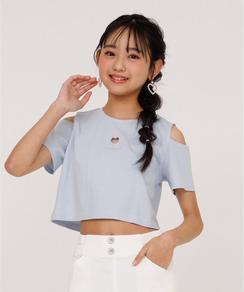 PINKHUNT（ピンクハント）の「PINKHUNT ピンクハント ハート開きショート丈 Tシャツ 0566K（Tシャツ/カットソー・キッズ・ホワイト/ブラック/スカイブルー系1・120cm/130cm/140cm/150cm/160cm）」の15枚目の写真