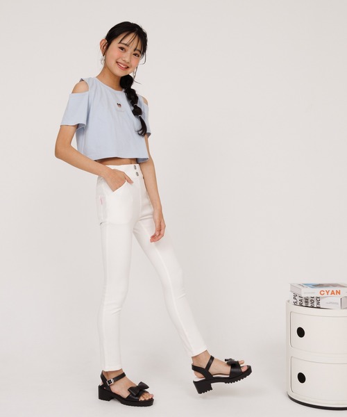 PINKHUNT（ピンクハント）の「PINKHUNT ピンクハント ハート開きショート丈 Tシャツ 0566K（Tシャツ/カットソー・キッズ・ホワイト/ブラック/スカイブルー系1・120cm/130cm/140cm/150cm/160cm）」の18枚目の写真