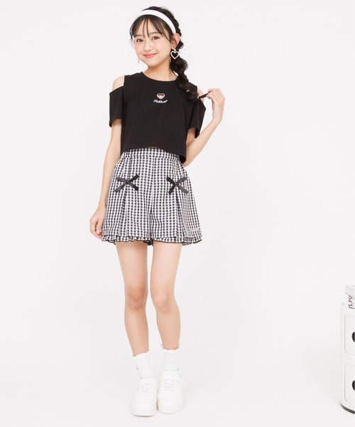 PINKHUNT（ピンクハント）の「PINKHUNT ピンクハント ハート開きショート丈 Tシャツ 0566K（Tシャツ/カットソー・キッズ・ホワイト/ブラック/スカイブルー系1・120cm/130cm/140cm/150cm/160cm）」の8枚目の写真