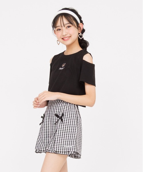 PINKHUNT（ピンクハント）の「PINKHUNT ピンクハント ハート開きショート丈 Tシャツ 0566K（Tシャツ/カットソー・キッズ・ホワイト/ブラック/スカイブルー系1・120cm/130cm/140cm/150cm/160cm）」の6枚目の写真