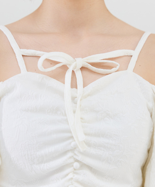 REDYAZEL(レディアゼル)の「2WAYジャガードペプラムトップス(シャツ/ブラウス・レディース・ブラック/オフホワイト/ピンク・FREE)」の8枚目の写真