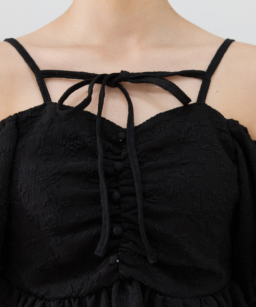 REDYAZEL(レディアゼル)の「2WAYジャガードペプラムトップス(シャツ/ブラウス・レディース・ブラック/オフホワイト/ピンク・FREE)」の14枚目の写真