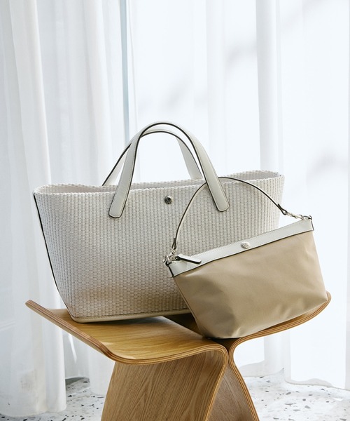 Breath TOPKAPI（ブレストプカピ）の「【Breath TOPKAPI】ワイド トート レザーハンドル カゴバッグ / ポーチ付き（トートバッグ・レディース・ベージュ/ホワイト/ブラック・FREE）」の2枚目の写真