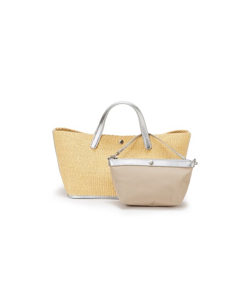 Breath TOPKAPI（ブレストプカピ）の「【Breath TOPKAPI】ワイド トート レザーハンドル カゴバッグ / ポーチ付き（トートバッグ・レディース・ベージュ/ホワイト/ブラック・FREE）」の6枚目の写真