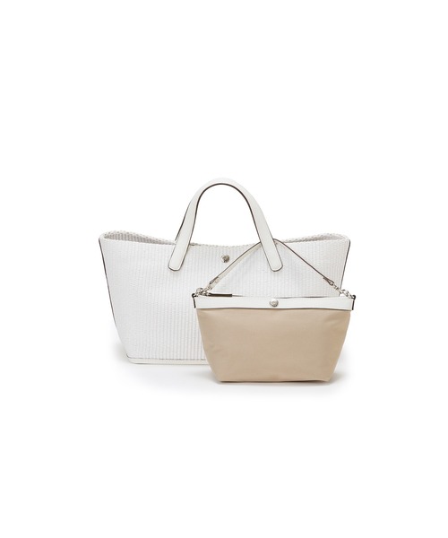 Breath TOPKAPI（ブレストプカピ）の「【Breath TOPKAPI】ワイド トート レザーハンドル カゴバッグ / ポーチ付き（トートバッグ・レディース・ベージュ/ホワイト/ブラック・FREE）」の7枚目の写真