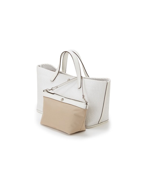 Breath TOPKAPI（ブレストプカピ）の「【Breath TOPKAPI】ワイド トート レザーハンドル カゴバッグ / ポーチ付き（トートバッグ・レディース・ベージュ/ホワイト/ブラック・FREE）」の8枚目の写真