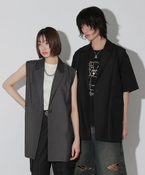 Anui（アニュイ）の「【UNISEX】テーラーロングベスト（その他アウター・レディース・ブラック/グレー・MEDIUM）」の9枚目の写真