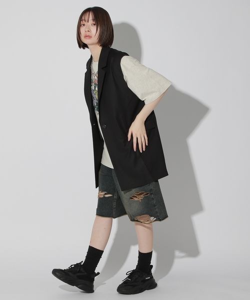Anui（アニュイ）の「【UNISEX】テーラーロングベスト（その他アウター・レディース・ブラック/グレー・MEDIUM）」の14枚目の写真
