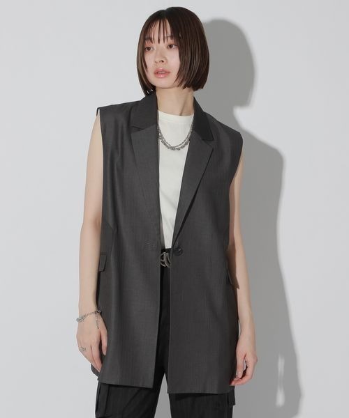 Anui（アニュイ）の「【UNISEX】テーラーロングベスト（その他アウター・レディース・ブラック/グレー・MEDIUM）」の18枚目の写真