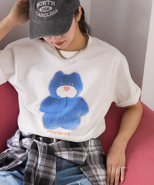 PUBLUX(パブリュクス)の「PUBLUX/パブリュクス mojojojo ドットアート プリントTシャツ 限定展開(Tシャツ/カットソー・レディース・チャコールグレー/オフホワイト/ホワイト・フリ-)」の1枚目の写真
