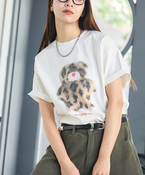 PUBLUX(パブリュクス)の「PUBLUX/パブリュクス mojojojo ドットアート プリントTシャツ 限定展開(Tシャツ/カットソー・レディース・チャコールグレー/オフホワイト/ホワイト・フリ-)」の2枚目の写真