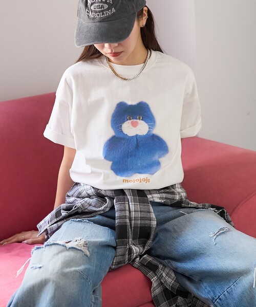 PUBLUX(パブリュクス)の「PUBLUX/パブリュクス mojojojo ドットアート プリントTシャツ 限定展開(Tシャツ/カットソー・レディース・チャコールグレー/オフホワイト/ホワイト・フリ-)」の5枚目の写真