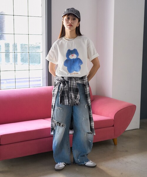 PUBLUX(パブリュクス)の「PUBLUX/パブリュクス mojojojo ドットアート プリントTシャツ 限定展開(Tシャツ/カットソー・レディース・チャコールグレー/オフホワイト/ホワイト・フリ-)」の7枚目の写真