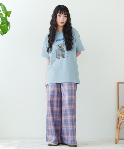 eLur（エラー）の「ドッグプリントTシャツ（Tシャツ/カットソー・レディース・アイボリー/ライトブルー/グレー・FREE）」の15枚目の写真