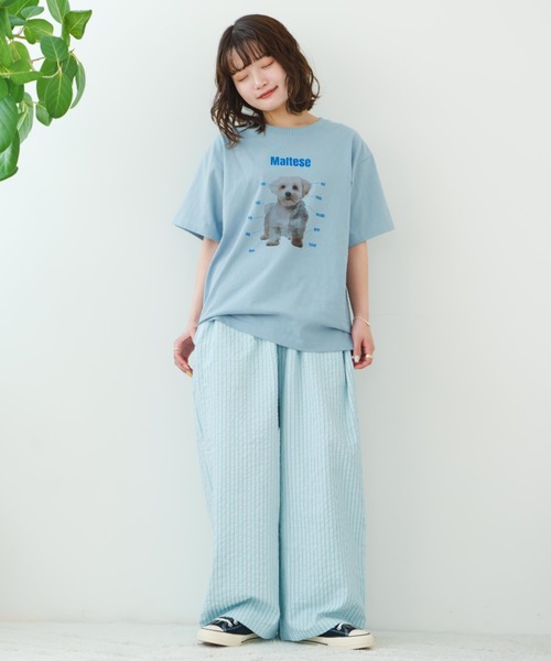 eLur（エラー）の「ドッグプリントTシャツ（Tシャツ/カットソー・レディース・アイボリー/ライトブルー/グレー・FREE）」の17枚目の写真
