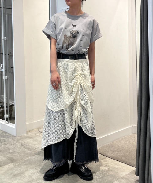 eLur（エラー）の「ドッグプリントTシャツ（Tシャツ/カットソー・レディース・アイボリー/ライトブルー/グレー・FREE）」の11枚目の写真