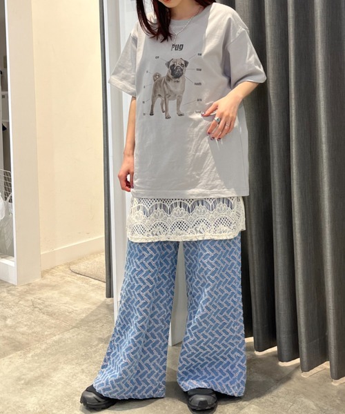 eLur（エラー）の「ドッグプリントTシャツ（Tシャツ/カットソー・レディース・アイボリー/ライトブルー/グレー・FREE）」の10枚目の写真