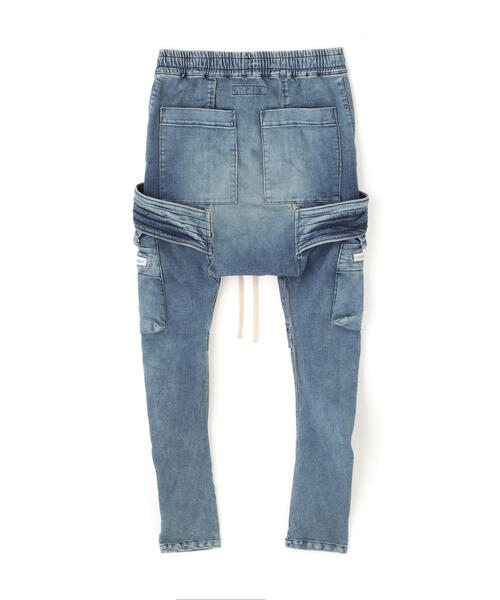 A.F アーティファクトデニムカーゴサルエルスキニー\"ブラックag-6036-1 A.F ARTEFACT - Sheepe Leather Stretch Cargo Sarouel Skinny