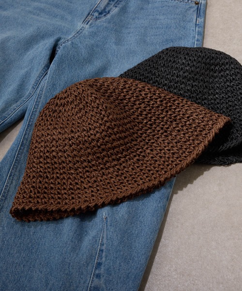 PAPILLONNER（パピヨネ）の「ペーパー編みハット（ハット・レディース・ブラック/ブラウン・FREE）」の2枚目の写真