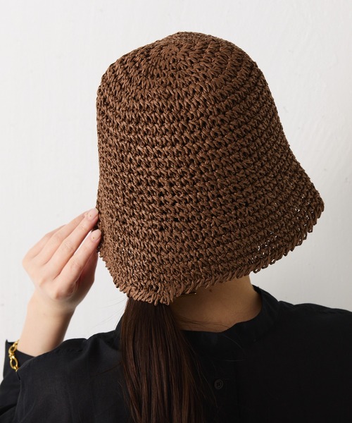 PAPILLONNER（パピヨネ）の「ペーパー編みハット（ハット・レディース・ブラック/ブラウン・FREE）」の5枚目の写真
