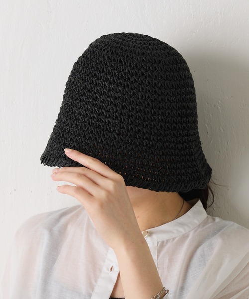 PAPILLONNER（パピヨネ）の「ペーパー編みハット（ハット・レディース・ブラック/ブラウン・FREE）」の6枚目の写真