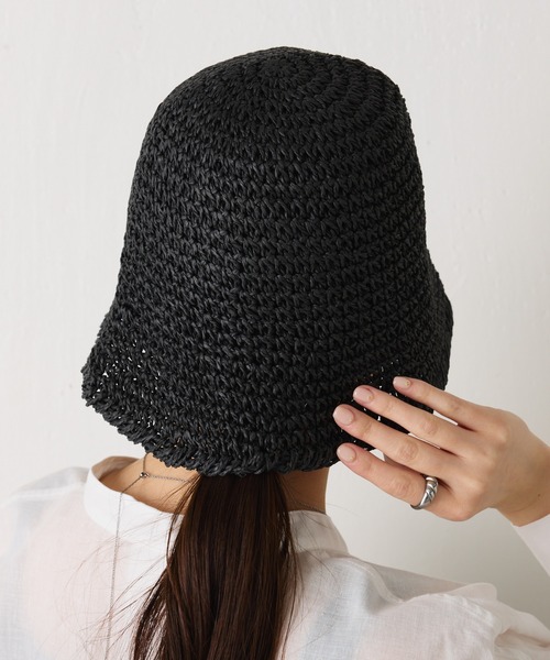 PAPILLONNER（パピヨネ）の「ペーパー編みハット（ハット・レディース・ブラック/ブラウン・FREE）」の7枚目の写真