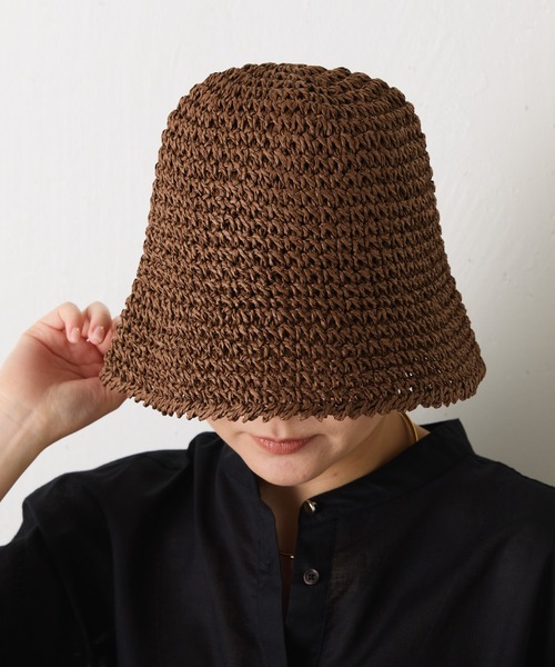 PAPILLONNER（パピヨネ）の「ペーパー編みハット（ハット・レディース・ブラック/ブラウン・FREE）」の12枚目の写真