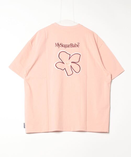 My sugar Babe（マイシュガーベイブ）の「writing flower logo（Tシャツ/カットソー・メンズ・ピンク・X-LARGE）」の2枚目の写真