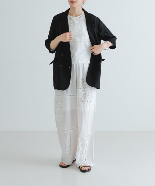 URBAN RESEARCH(アーバンリサーチ)の「パッチワークレースイージーパンツ(その他パンツ・レディース・ブラック/オフホワイト・FREE)」の5枚目の写真