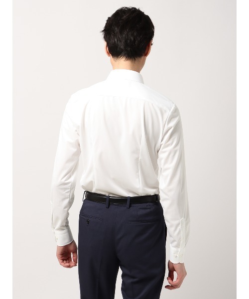 SUIT SQUARE（スーツスクエア）の「最高シャツ ワイシャツ 長袖 ノンアイロンジャージー ホリゾンタルカラー FIT ドレスシャツ（ビジネスシャツ・メンズ・ブルー系/ホワイト系・首回り37cm-裄丈80cm/首回り37cm-裄丈84cm/首回り39cm-裄丈82cm/首回り39cm-裄丈86cm/首回り41cm-裄丈84cm/首回り41cm-裄丈88cm/首回り45cm-裄丈86cm/首回り43cm-裄丈86cm）」の5枚目の写真