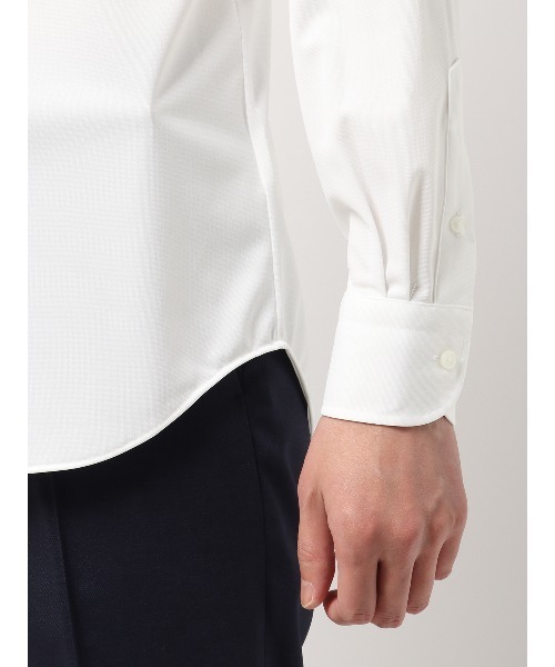 SUIT SQUARE（スーツスクエア）の「最高シャツ ワイシャツ 長袖 ノンアイロンジャージー ホリゾンタルカラー FIT ドレスシャツ（ビジネスシャツ・メンズ・ブルー系/ホワイト系・首回り37cm-裄丈80cm/首回り37cm-裄丈84cm/首回り39cm-裄丈82cm/首回り39cm-裄丈86cm/首回り41cm-裄丈84cm/首回り41cm-裄丈88cm/首回り45cm-裄丈86cm/首回り43cm-裄丈86cm）」の7枚目の写真