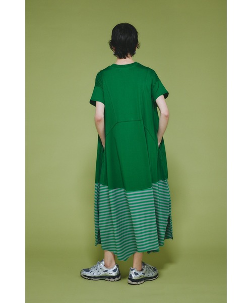 HeRIN.CYE(ヘリンドットサイ)の「Border hem one piece ボーダーヘムワンピース(ワンピース・レディース・グリーン/ブラック/ネイビー・FREE)」の6枚目の写真