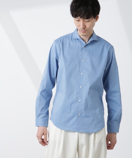 NANO universe(ナノユニバース)の「「ICE FLOW LINEN」カッタウェイシャツ 長袖(シャツ/ブラウス・メンズ・サックスブルー/ネイビー/ホワイト・S/M/L)」の3枚目の写真
