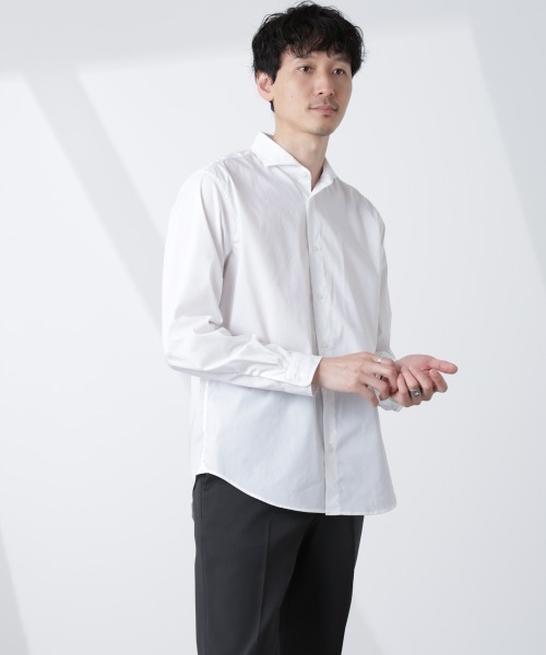 NANO universe(ナノユニバース)の「「ICE FLOW LINEN」カッタウェイシャツ 長袖(シャツ/ブラウス・メンズ・サックスブルー/ネイビー/ホワイト・S/M/L)」の4枚目の写真