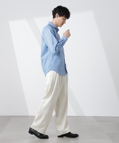 NANO universe(ナノユニバース)の「「ICE FLOW LINEN」カッタウェイシャツ 長袖(シャツ/ブラウス・メンズ・サックスブルー/ネイビー/ホワイト・S/M/L)」の16枚目の写真