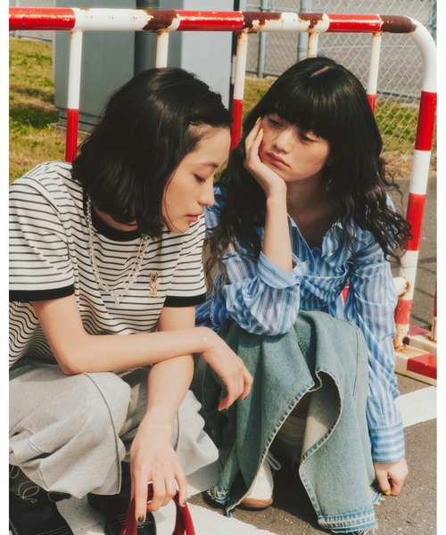 リリーブラウン　Lily Bearシアーオーバーシャツ　今期　完売　ブルー セール】Lily Bearシアーオーバーシャツ（シャツ/ブラウス