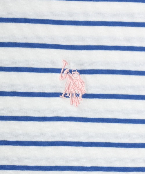 U.S. POLO ASSN.(ユーエスポロアッスン)の「U.S.POLO ASSN. (ユーエスポロアッスン)ブランドロゴワンポイント刺繍 ラウンドヘムTシャツ レディース(Tシャツ/カットソー・レディース・ピンク/ホワイト/ネイビー・L/M)」の20枚目の写真