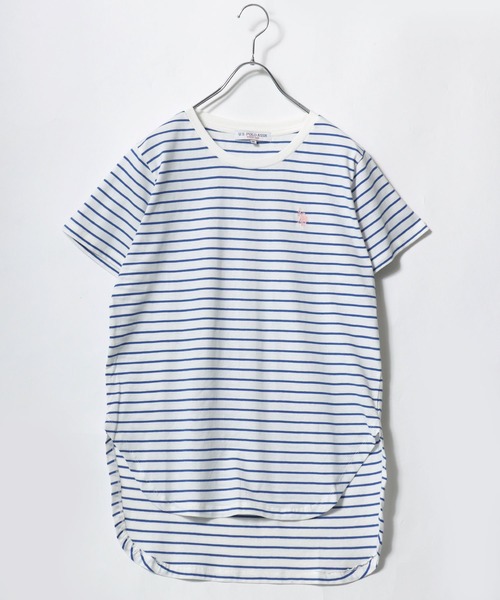 U.S. POLO ASSN.(ユーエスポロアッスン)の「U.S.POLO ASSN. (ユーエスポロアッスン)ブランドロゴワンポイント刺繍 ラウンドヘムTシャツ レディース(Tシャツ/カットソー・レディース・ピンク/ホワイト/ネイビー・L/M)」の18枚目の写真