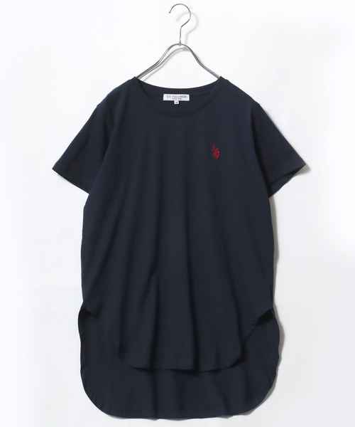 U.S. POLO ASSN.(ユーエスポロアッスン)の「U.S.POLO ASSN. (ユーエスポロアッスン)ブランドロゴワンポイント刺繍 ラウンドヘムTシャツ レディース(Tシャツ/カットソー・レディース・ピンク/ホワイト/ネイビー・L/M)」の21枚目の写真
