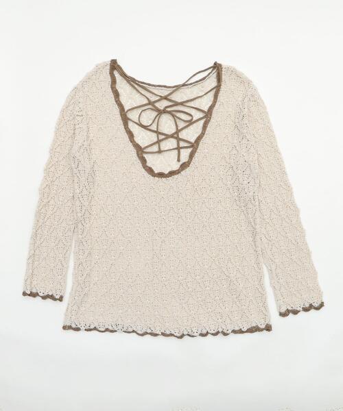 dispark（ディスパーク）の「DISPARK/バックレースアップBIGニット（Tシャツ/カットソー・レディース・ベージュ/ブラウン・FREE）」の19枚目の写真