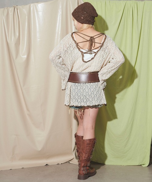 dispark（ディスパーク）の「DISPARK/バックレースアップBIGニット（Tシャツ/カットソー・レディース・ベージュ/ブラウン・FREE）」の8枚目の写真