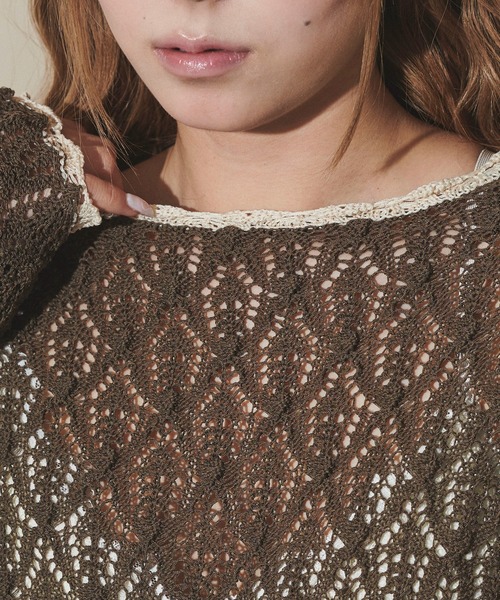 dispark（ディスパーク）の「DISPARK/バックレースアップBIGニット（Tシャツ/カットソー・レディース・ベージュ/ブラウン・FREE）」の9枚目の写真