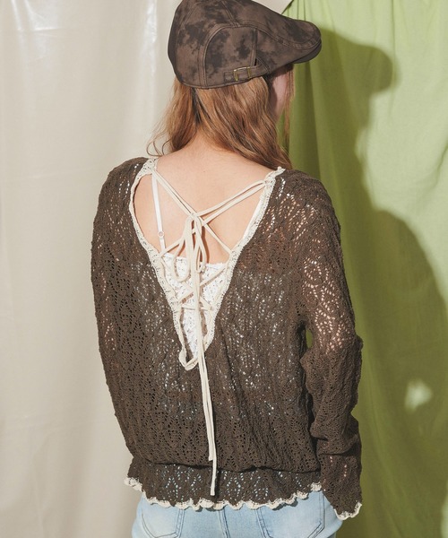 dispark（ディスパーク）の「DISPARK/バックレースアップBIGニット（Tシャツ/カットソー・レディース・ベージュ/ブラウン・FREE）」の14枚目の写真