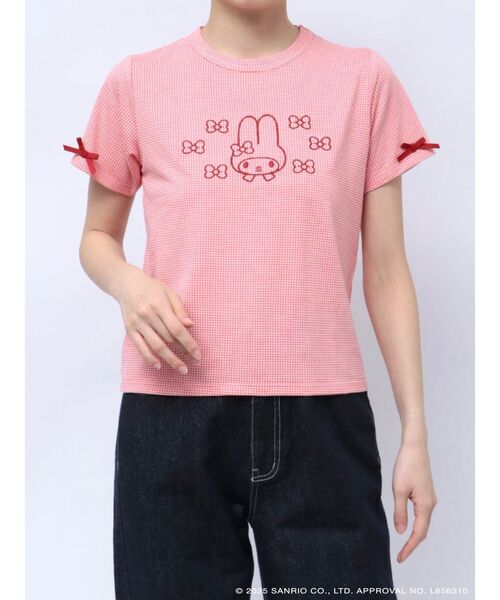 merry jenny（メリージェニー）の「【メロクロコラボ】My MelodyミニギンガムTee（Tシャツ/カットソー・レディース・ブルー/ピンク/レッド・FREE）」の3枚目の写真
