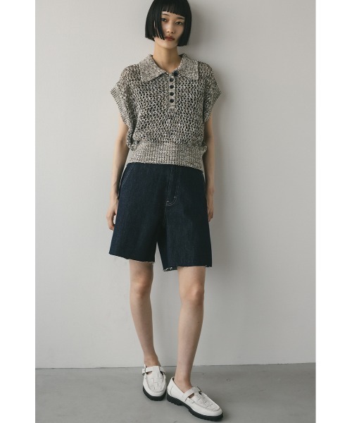 STYLEMIXER（スタイルミキサー）の「サイドタックハーフデニム（デニムパンツ・レディース・インディゴブルー/ブラック・SMALL/MEDIUM）」の9枚目の写真