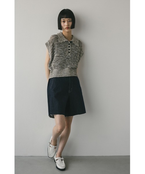 STYLEMIXER（スタイルミキサー）の「サイドタックハーフデニム（デニムパンツ・レディース・インディゴブルー/ブラック・SMALL/MEDIUM）」の8枚目の写真