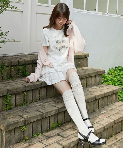 MAJESTIC LEGON(マジェスティックレゴン)の「リボンネコチャンTシャツ(Tシャツ/カットソー・レディース・ブラック系その他/ピンク系その他2/グレー系その他・MEDIUM)」の4枚目の写真